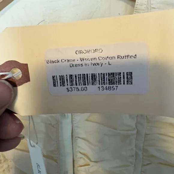 Black Crane NWT Women's Cotton Ruffled Dress in Ivory Sz L - Picture 6 of 11